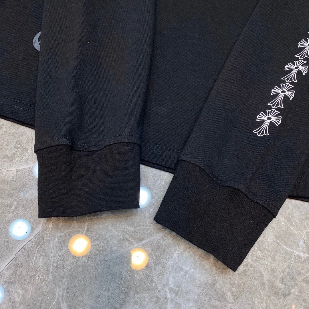 P160 Chrome Hearts long T series, the same style as the stars, synchronized with the counter, Sanskrit cross ⭐ long-sleeved T-shirt, the same style as the stars❤ Special customized version 1:1 high weight fabric 🌈Recommended colors: white black 🌈 Size: S, M, L, XL.